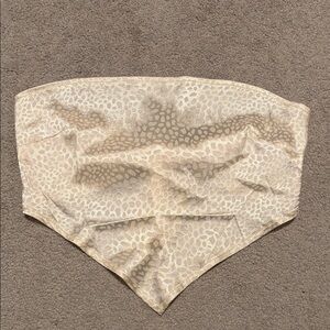 SHEIN Beige Cream Animal Print Strapless Crop Top